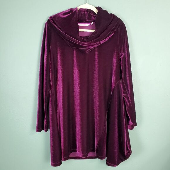 Soft Surroundings Velvet Asymmetrical Tunic in Deep Plum Size Medium - Picture 1 of 4